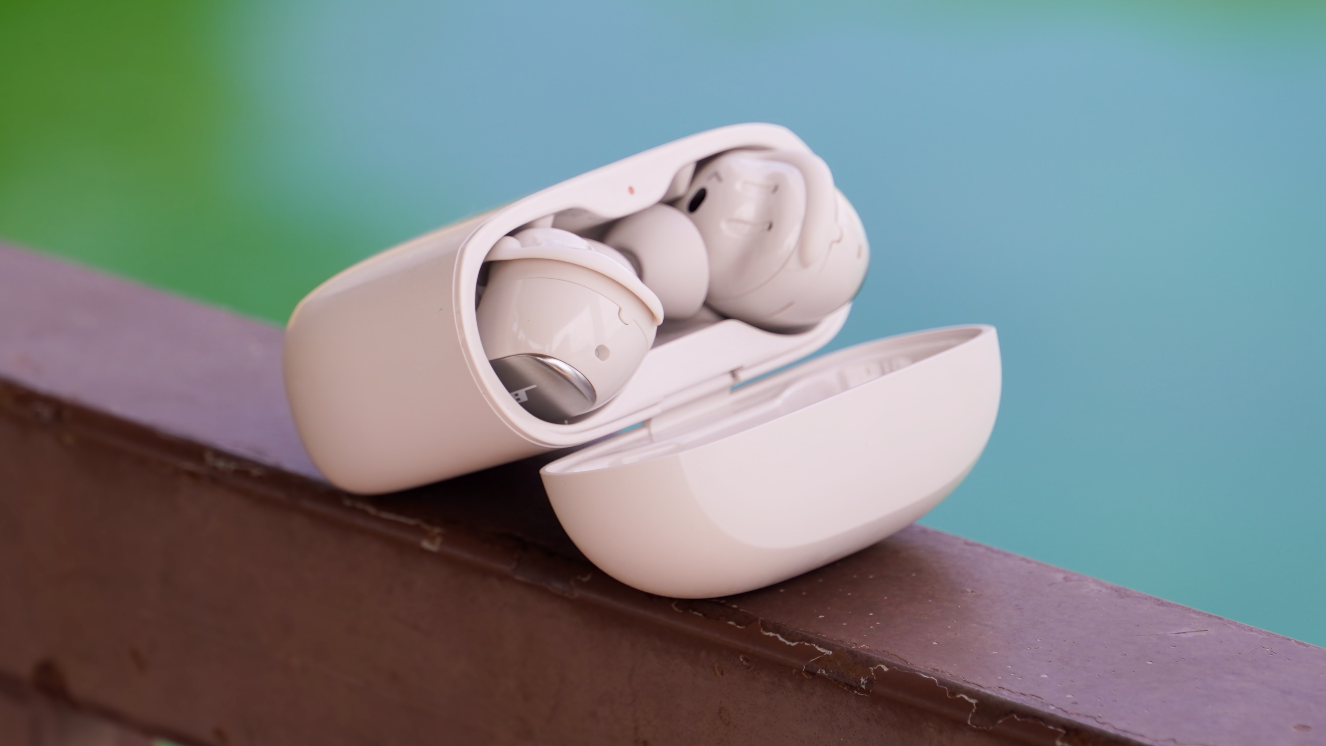 The Bose QuietComfort Ultra Gen 2 earbuds with their case opened.
