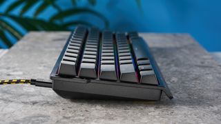 Photograph of the Wooting 60HE+ gaming keyboard