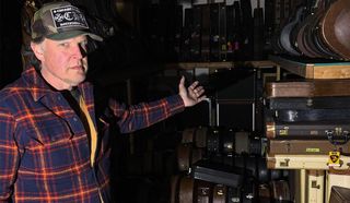 A photo of Joe Bonamassa showing his rare guitar collection relocated to a garage for protection from the L.A. wildfires in January 2025