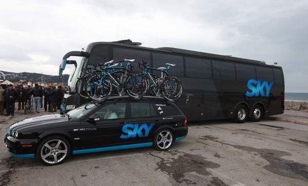 The Sky caravan ready to go for Tirreno-Adriatico.