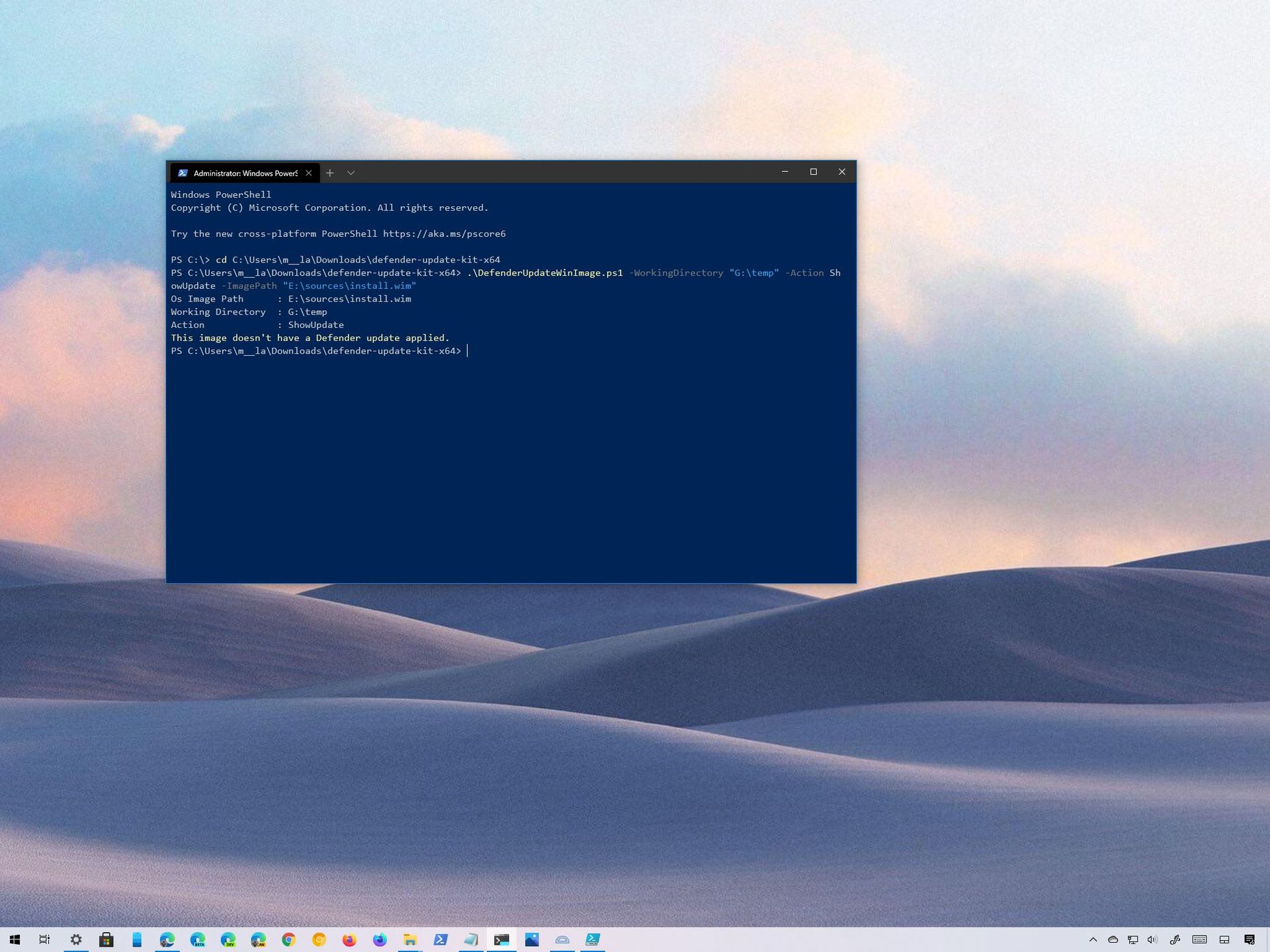 How to update Microsoft Defender Antivirus inside an install image of