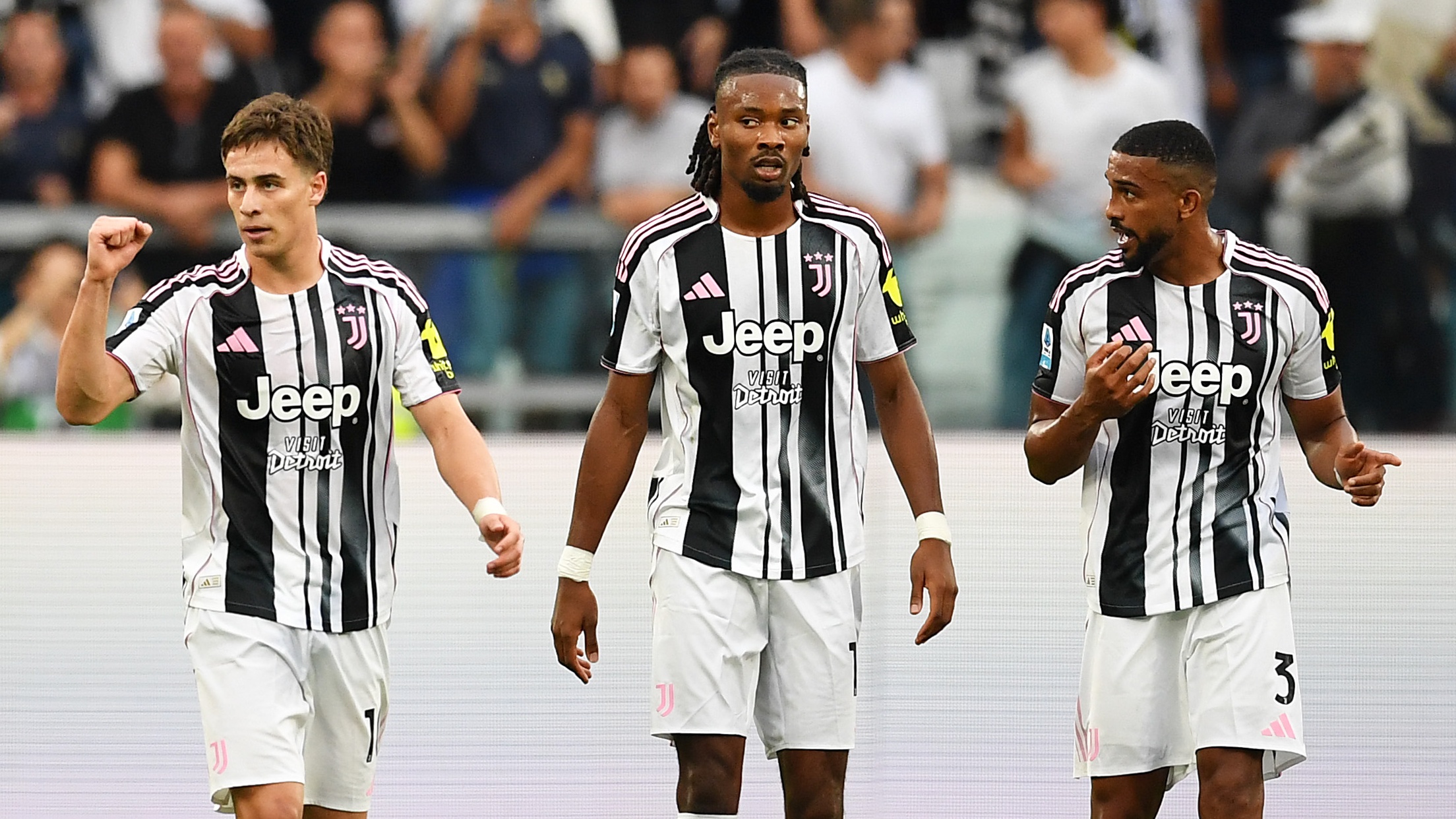 Kenan Yildiz of Juventus celebrates scoring his team's second goal during the Serie A match between Juventus FC and FC Internazionale at on September 13, 2025 in Turin, Italy.