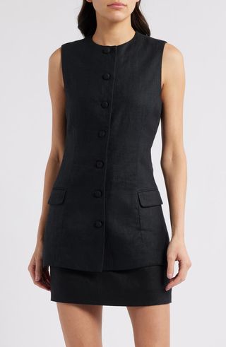 Jane Linen Button-Up Vest