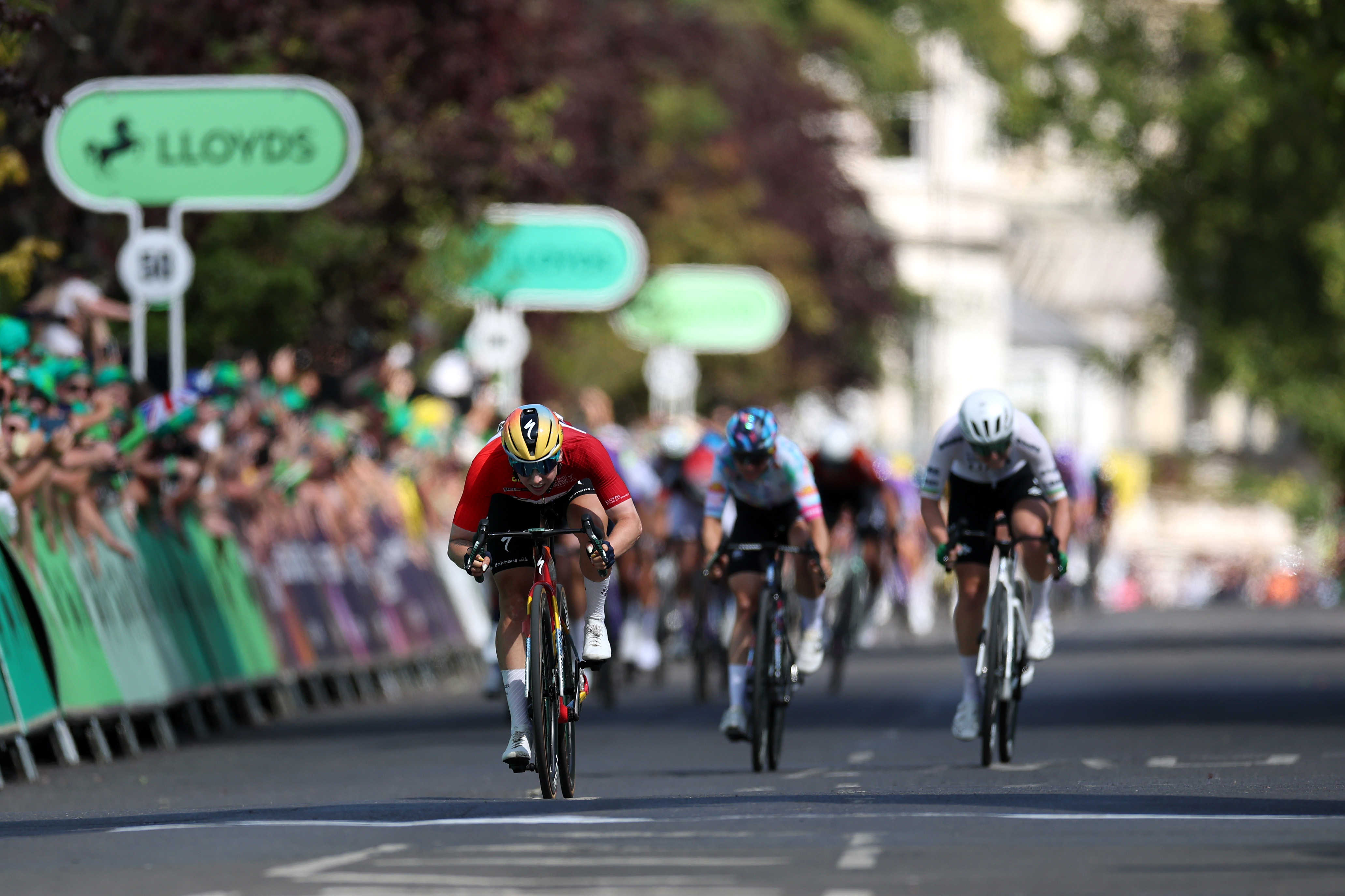Lorena Wiebes of Netherlands and Team SD Worx - Protime - Red Points Jersey sprints at finish line to win during the 11th Lloyds Tour of Britain Women 2026, 