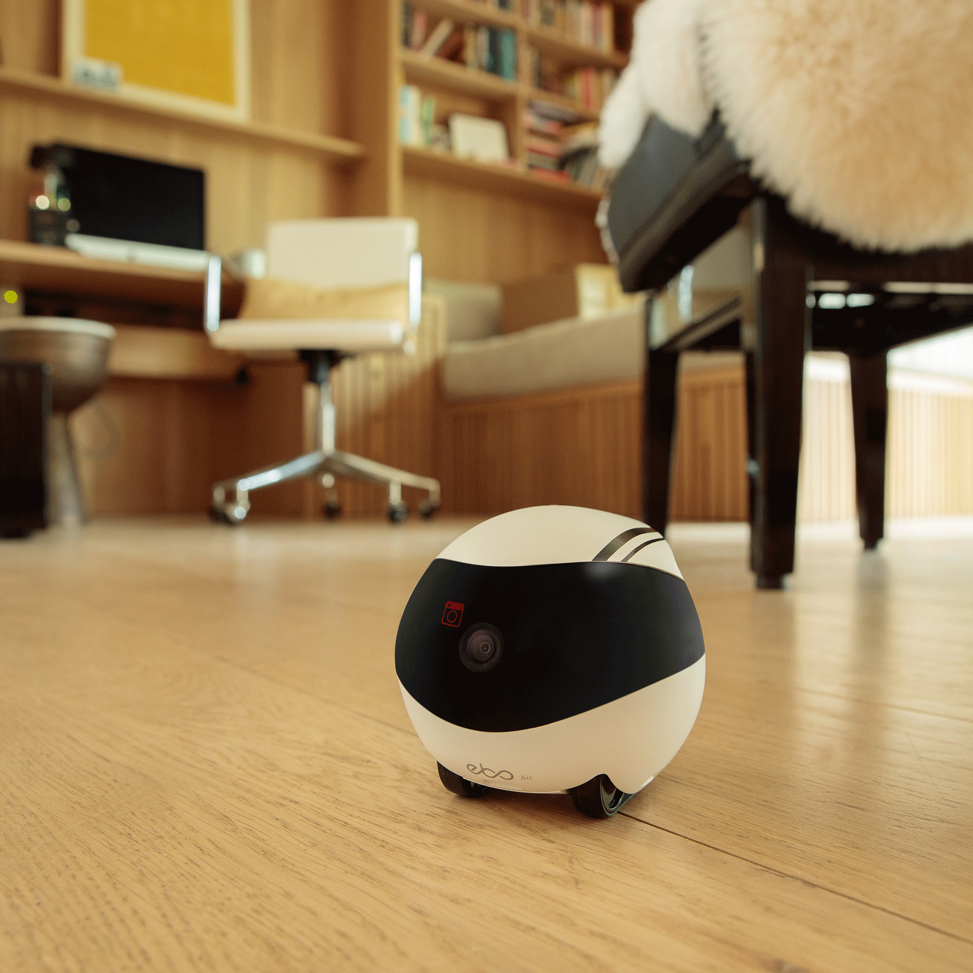 White robot on floor