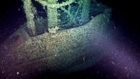 An underwater submarine wreck