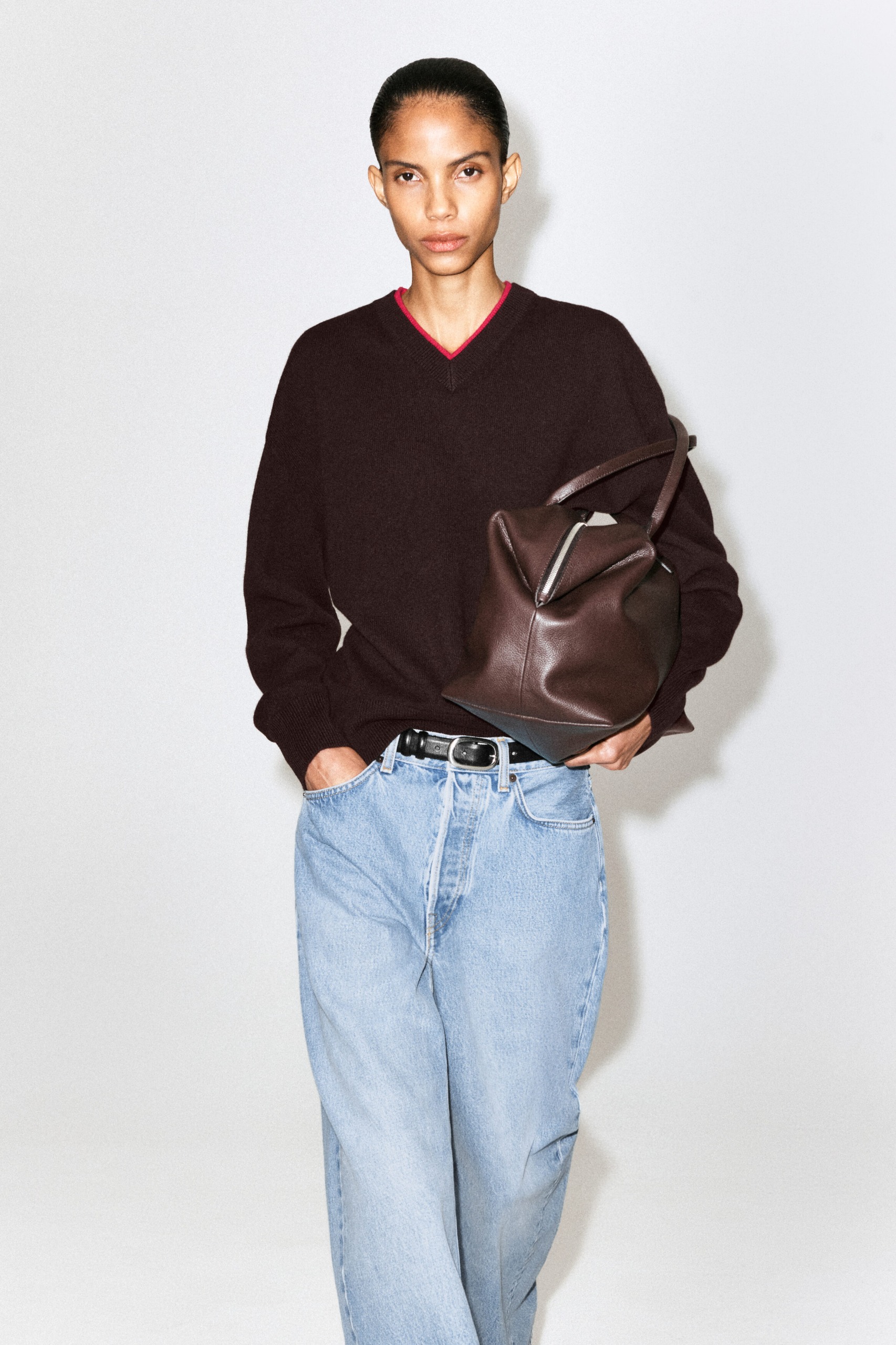 Merino Wool Layered V-Neck Jumper