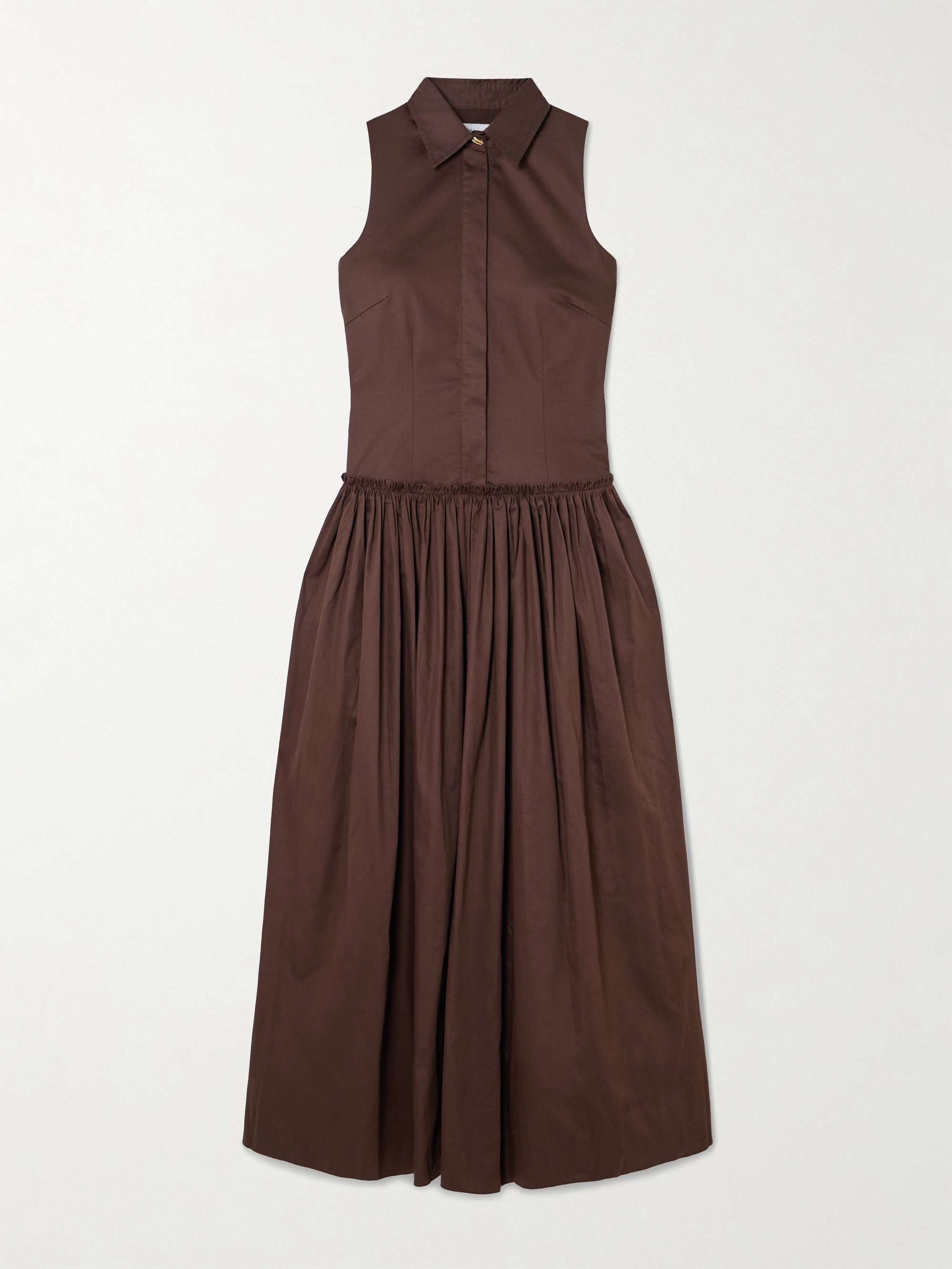 Sama Gathered Cotton-Poplin Maxi Shirt Dress