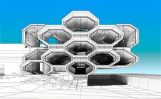 Digital design of Didier Faustino's honeycomb-inspired building