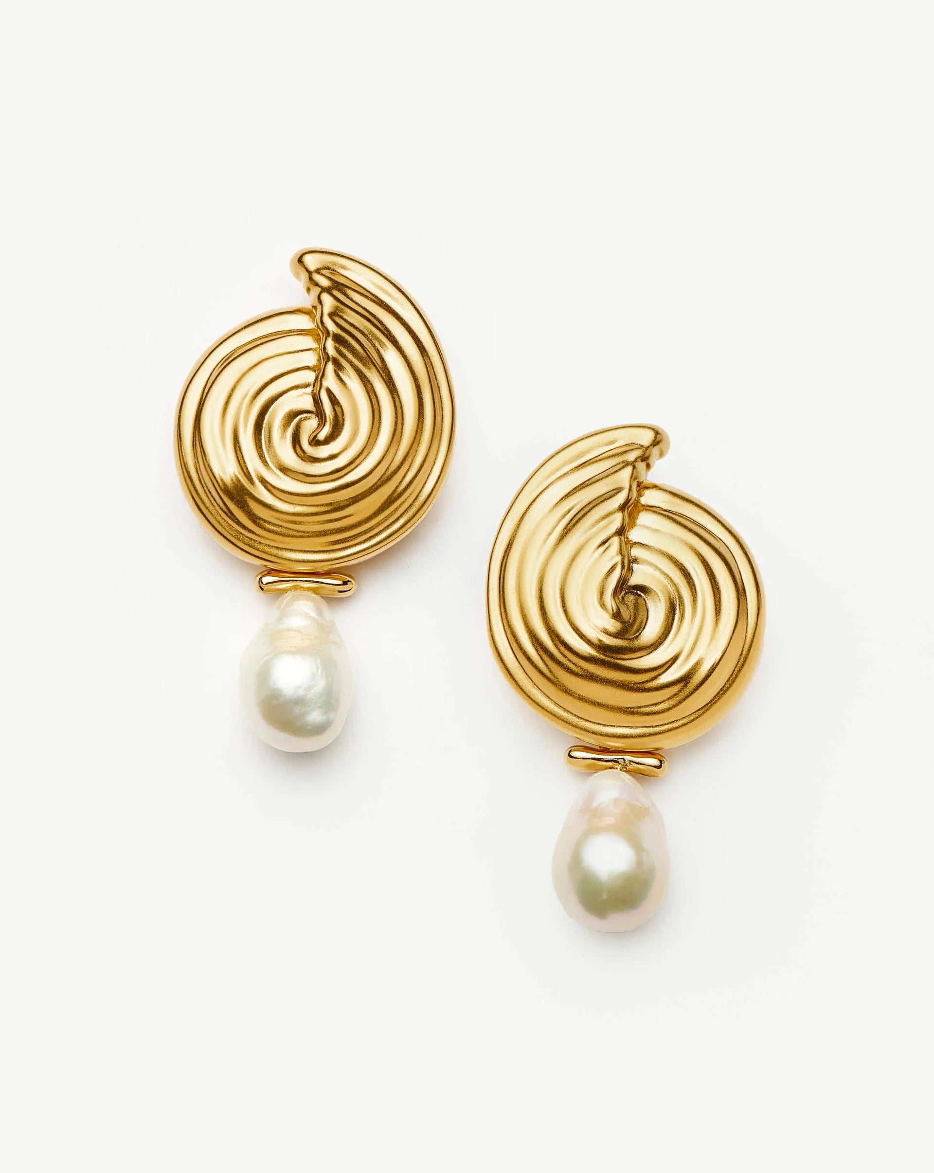 Spiral Detachable Pearl Drop Earrings | 18ct Gold Plated - 18ct Gold Plated/pearl