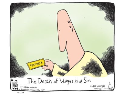 Editorial cartoon minimum wage jobs U.S.
