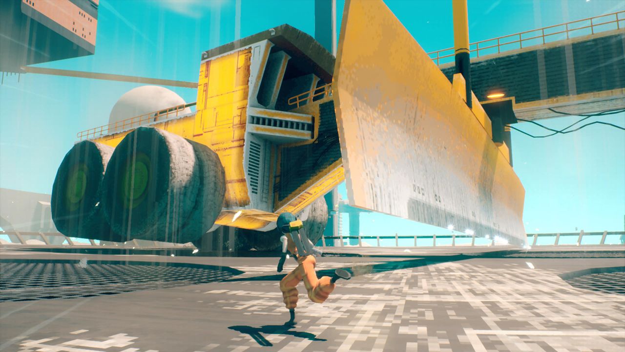Motorslice review; screens of a Brutalist like video game