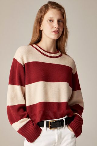 J.Crew Cashmere Crewneck Sweater in Rugby Stripe