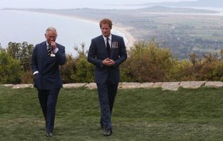 King Charles and Prince Harry walking together