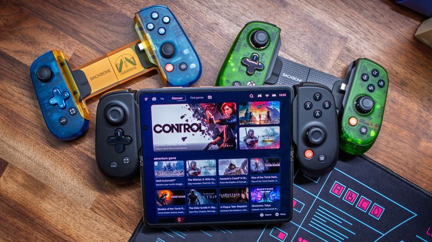 GameHub running on Magic V5 connected to Backbone Pro with Backbone One and Backbone Pro Xbox Edition in background