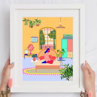 A print from Paradise House; a series of colourful designs by Nina Bombina based on different rooms in a funky fantasy house