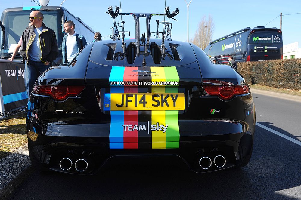 Team Sky had a special custom painted Jaguar for Bradley Wiggins today