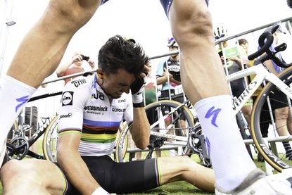 Julian Alaphilippe after finishing stage four of the 2021 Tour of Britain