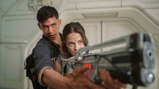 Archie Renaux and Cailee Spaeny in "Alien: Romulus"