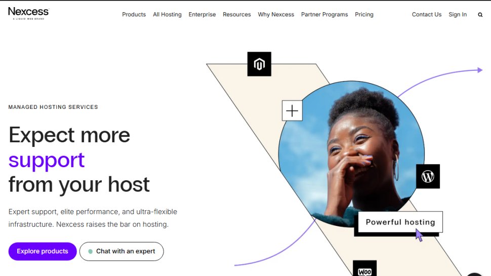 Website screenshot of Nexcess (August, 2025)