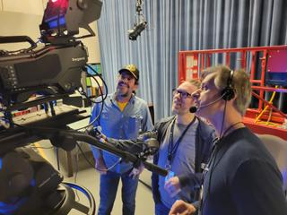 (L-R) CDC producer Max Ramming plus colleagues Nick Smith and Todd Jordan with one of the newly integrated Ikegami UHK-X700 cameras.