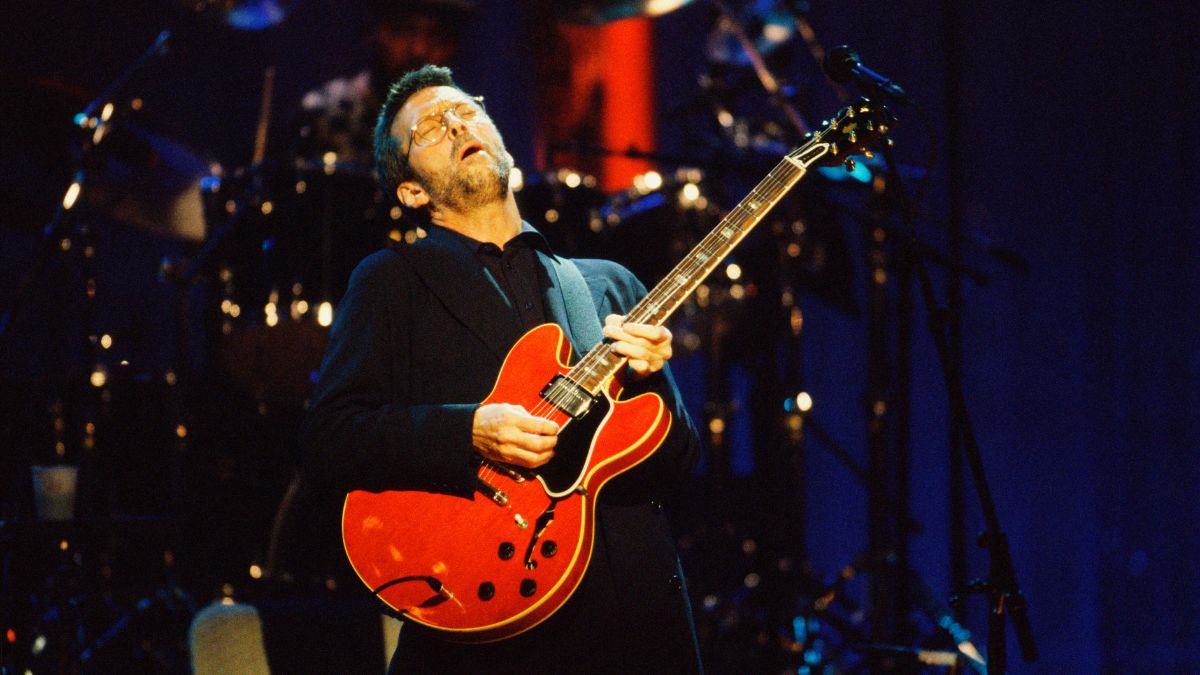 Eric Clapton performs at Madison Square Garden on October 8, 1994 in New York City