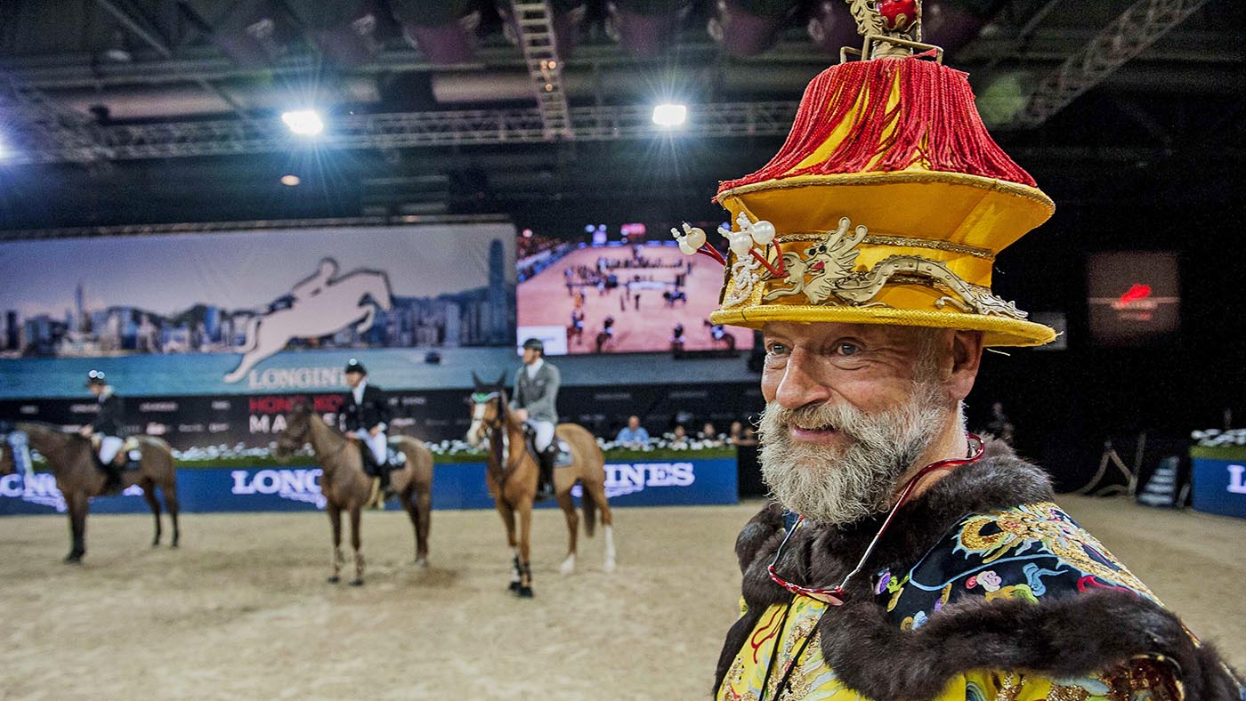 HONG KONG, HONG KONG SAR - FEBRUARY 15: Ringmaster Pedro Cebulka after the Longines Grand Prix during the Longines Hong Kong Masters 2015 at the AsiaWorld Expo on 15 February 2015 in Hong Kong, China. (Photo by Power Sport Images/Getty Images)