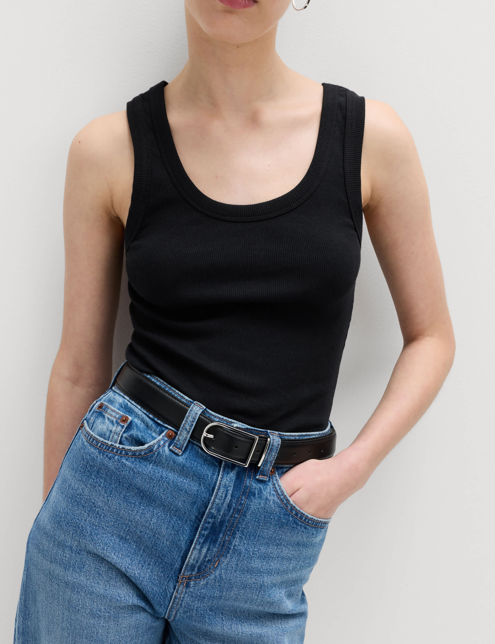 Cotton Rich Ribbed Slim Fit Vest Top