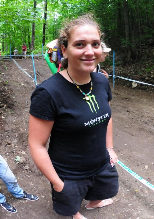 Sabrina Jonnier, who won Saturday's Downhill, was watching the cross-country race.