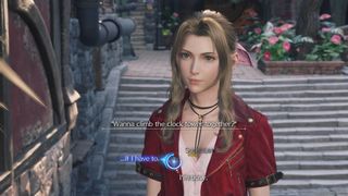 FF7 Rebirth Aerith romance guide - Answer, "Sure. Lets," when Aerith invites you to Climb the Clock Tower in Kalm.