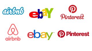 Logos for airbnb, ebay and Pinterest