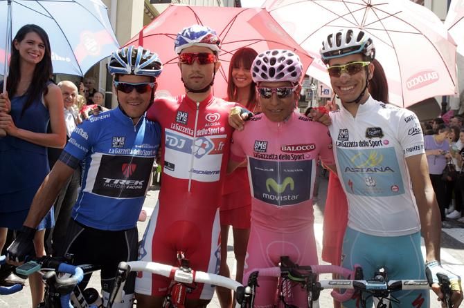Juilan Arredondo, Nacer Bouhanni, Nairo Quintana and Fabio Aru, the jerseys of the 2014 Giro d'Italia