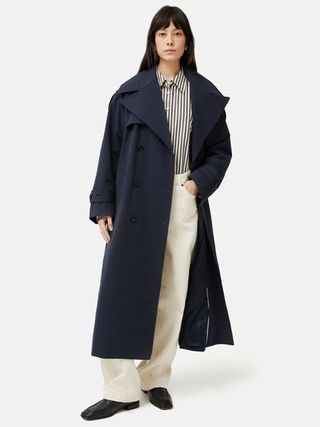 Nelson Cotton Trench Coat in Blue