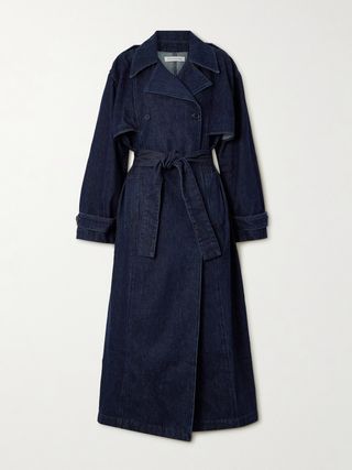 Double-Breasted Denim Trench Coat