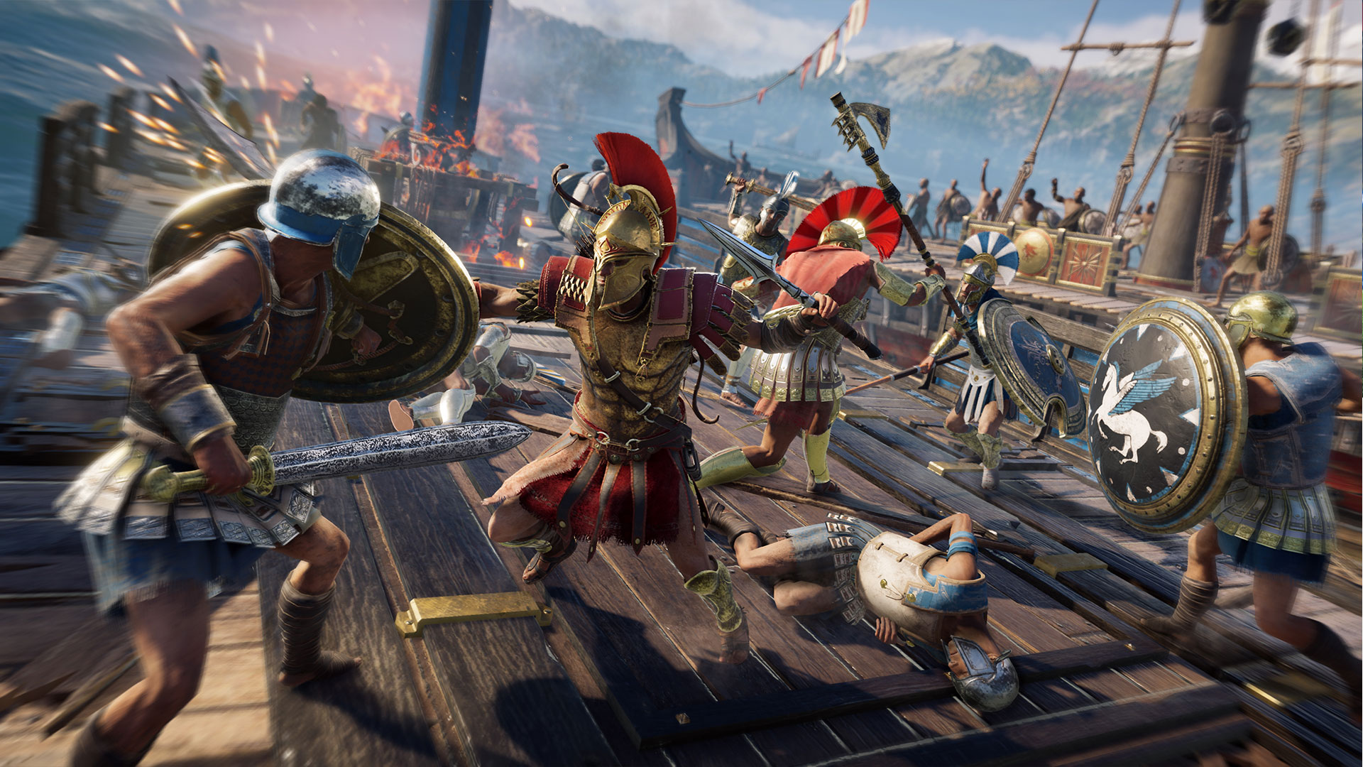 A scene from a siege battle in Assassin's Creed Odyssey, one of our best PS4 games