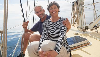 Shot of a loving mature couple on a sailboat
