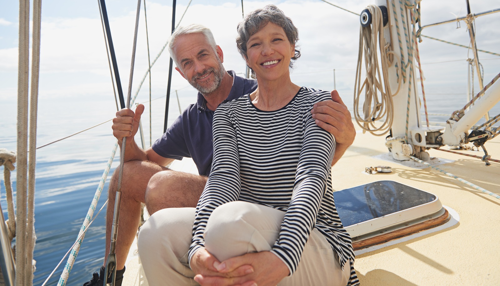 Shot of a loving mature couple on a sailboat