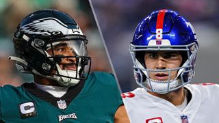 (L to R) Jalen Hurts and Daniel Jones will face off in the Eagles vs Giants live stream
