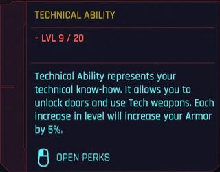 Cyberpunk 2077 Attributes Technical Ability Details