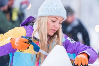 Cherry Healey carving up the ice in 'The Greatest Snowman'.