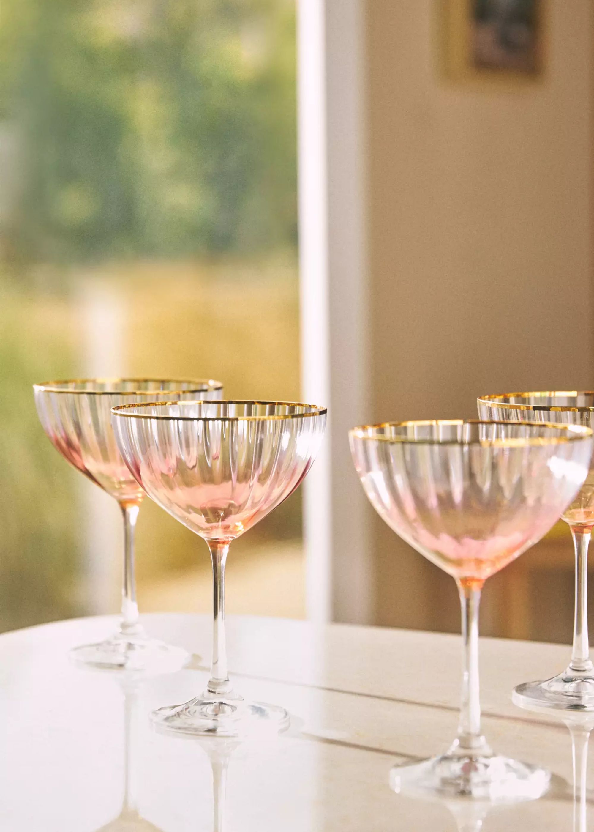 Anthropologie, Set of 4 Waterfall Coupe Glasses