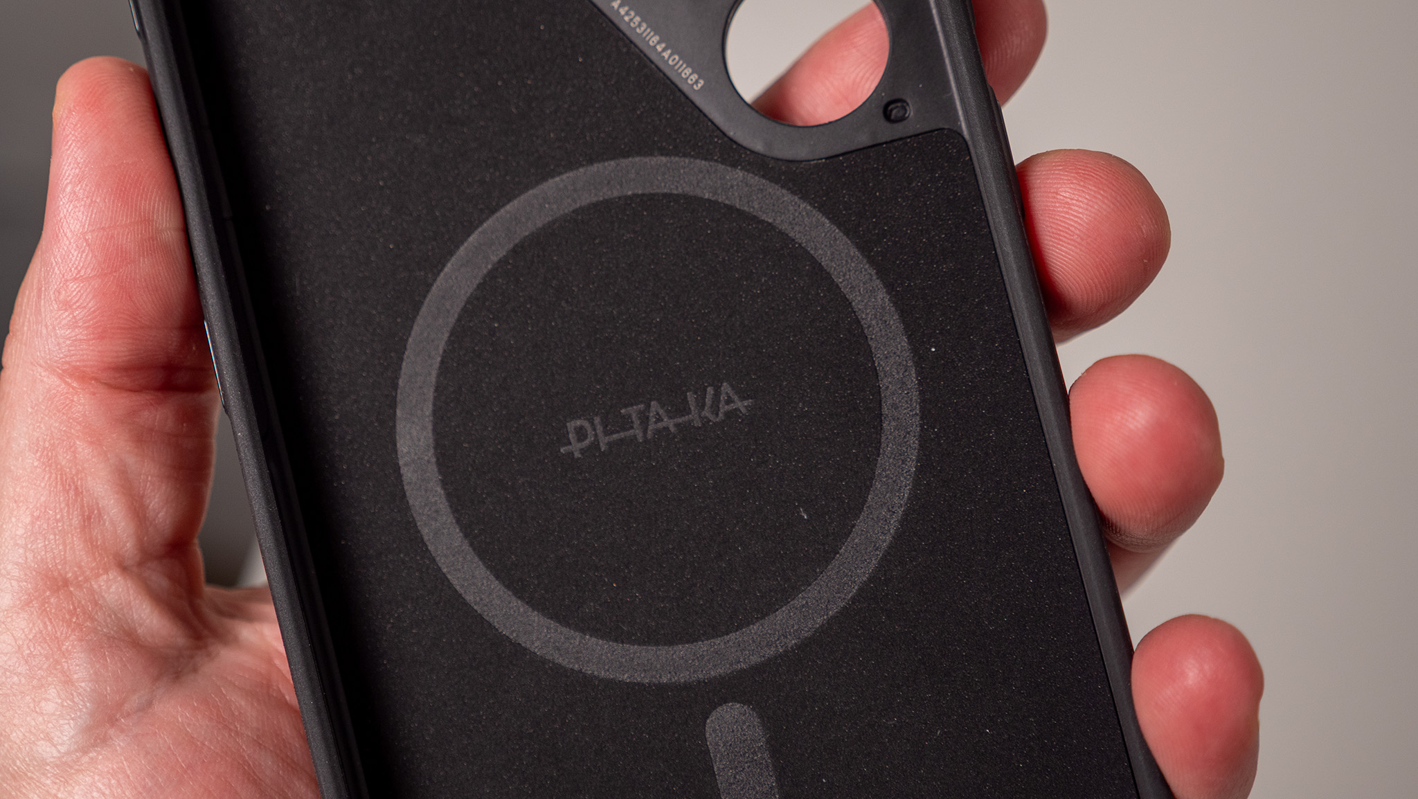 The black and gray Pitaka PinButton case for the Samsung Galaxy S25 Ultra