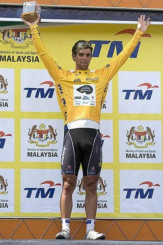 Australian Michael Matthews (Team Jayco-Skins) in the tour leader's yellow jersey after the opening stage of the tour a 174.5km trip from Kota Baru to Kuala Berang.