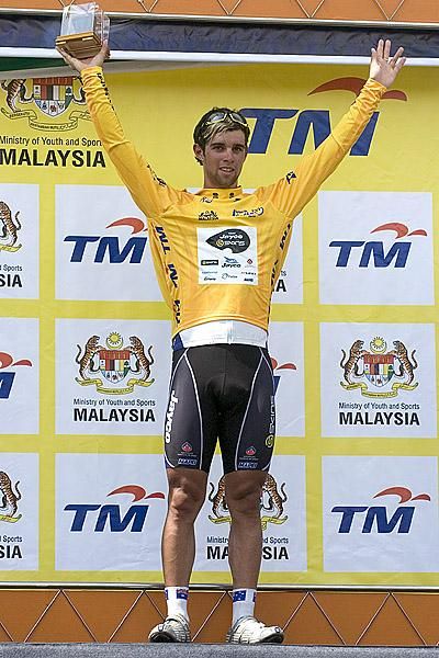 Australian Michael Matthews (Team Jayco-Skins) in the tour leader's yellow jersey after the opening stage of the tour a 174.5km trip from Kota Baru to Kuala Berang.