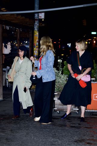 Zoe Kravitz, Greta Gerwig, and Laura Dern at dinner in NYC