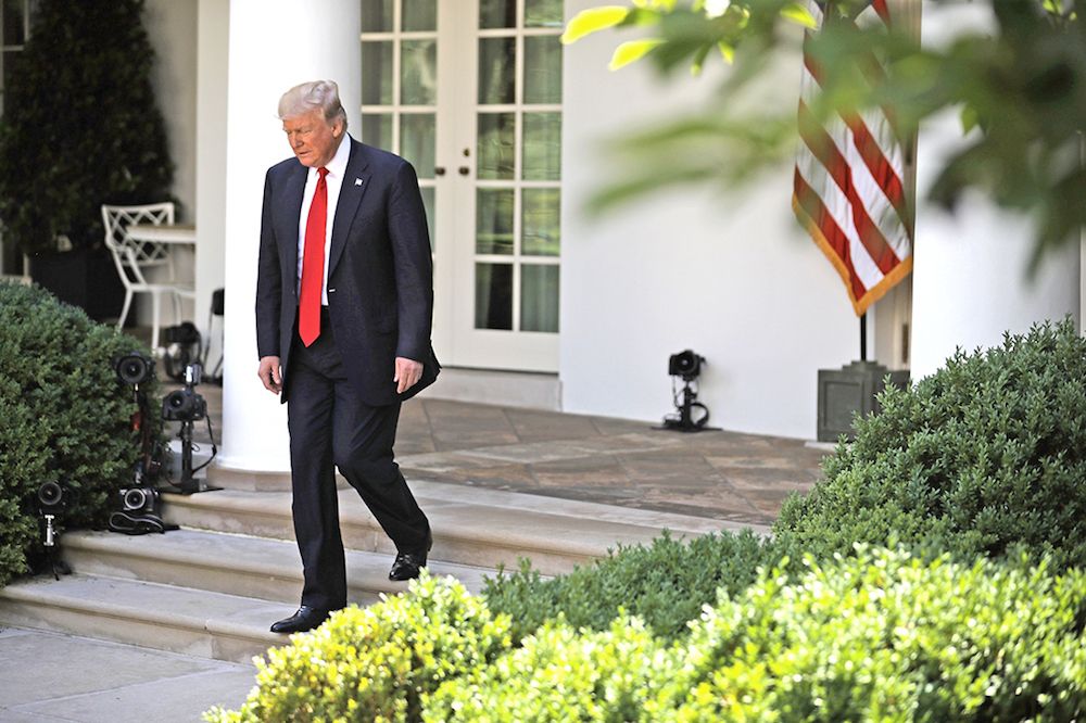 President Donald Trump arrives to announce his decision regarding the United States&#039; participation in the Paris climate agreement in the Rose Garden at the White House June 1, 2017.