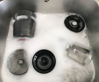 The OXO compact brew in parts, in the sink
