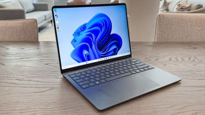 Microsoft Surface Laptop 8 on a desk.