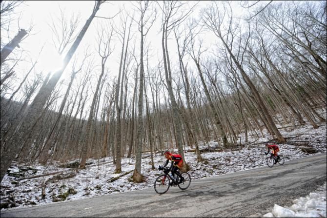 A bit of winter still lingers in Georgia for the 2013 5-Hour Energy/Kenda team