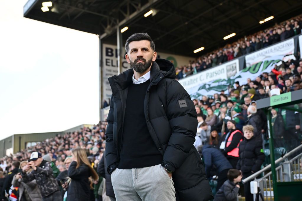 PLYMOUTH, ENGLAND - FEBRUARY 09: Miron Muslic, manager of Plymouth Argyle looks on prior to the Emirates FA Cup Fourth Round match between Plymouth Argyle and Liverpool at Home Park on February 09, 2025 in Plymouth, England. (Photo by Dan Mullan/Getty Images)